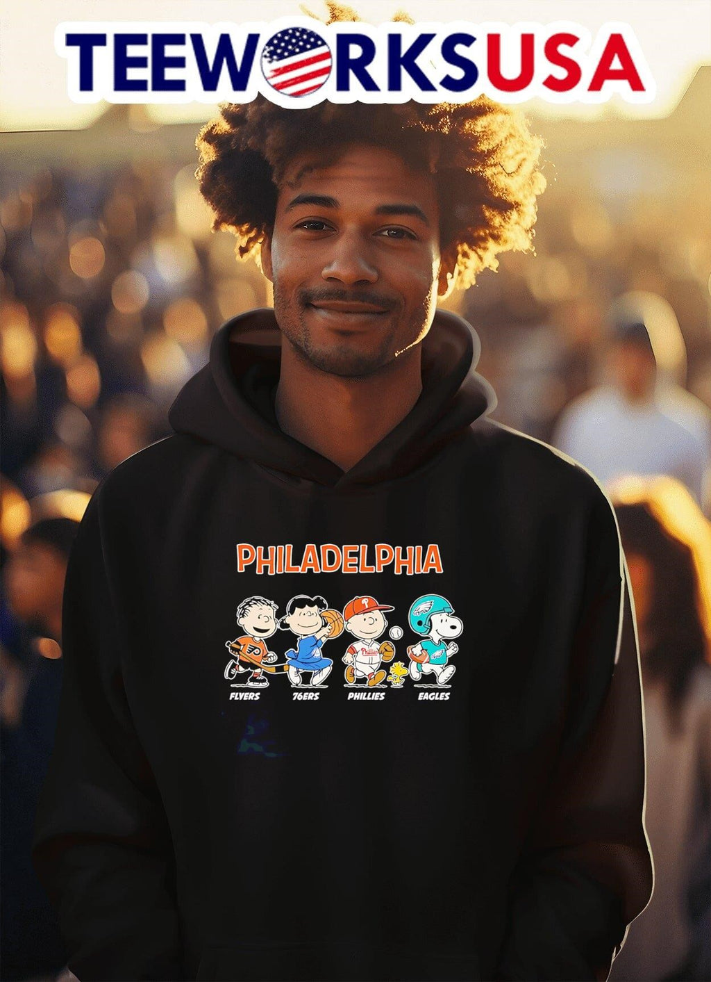 Peanuts Philadelphia Flyers 76ers Phillies and Eagles - Adult & Kids T-Shirts, Sweatshirts & Hoodies apparel design preview 2