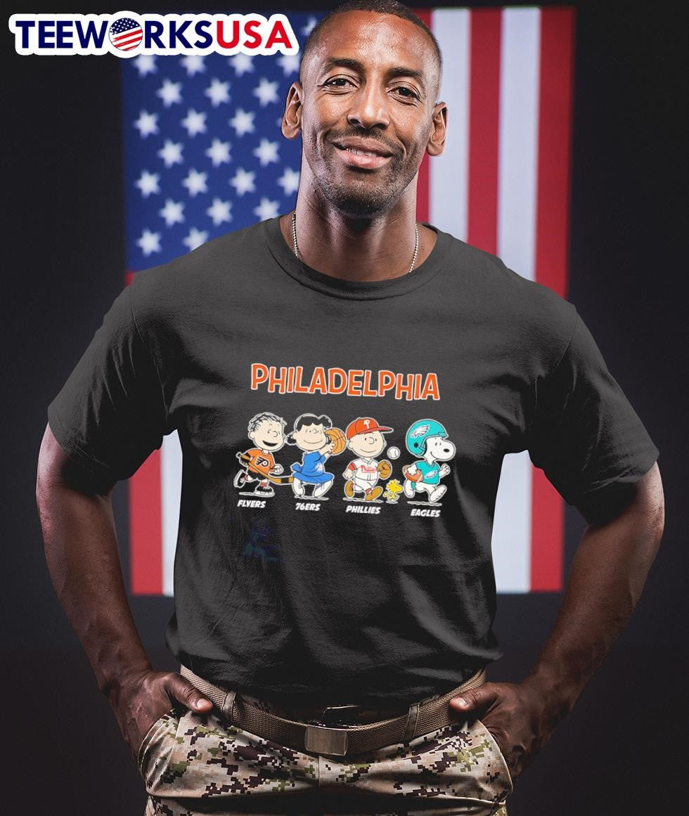 Peanuts Philadelphia Flyers 76ers Phillies and Eagles - Adult & Kids T-Shirts, Sweatshirts & Hoodies apparel design preview 1
