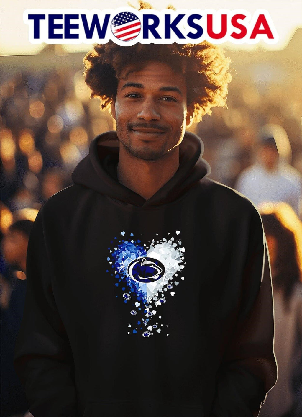Penn State Nittany Lions football diamond heart - Adult & Kids T-Shirts, Sweatshirts & Hoodies apparel design preview 2