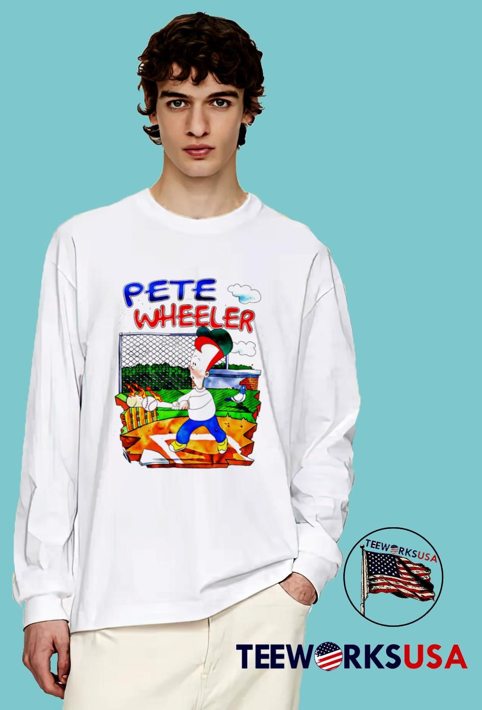 Pete Wheeler baseball cartoon - Adult & Kids T-Shirts, Sweatshirts & Hoodies apparel design preview 4