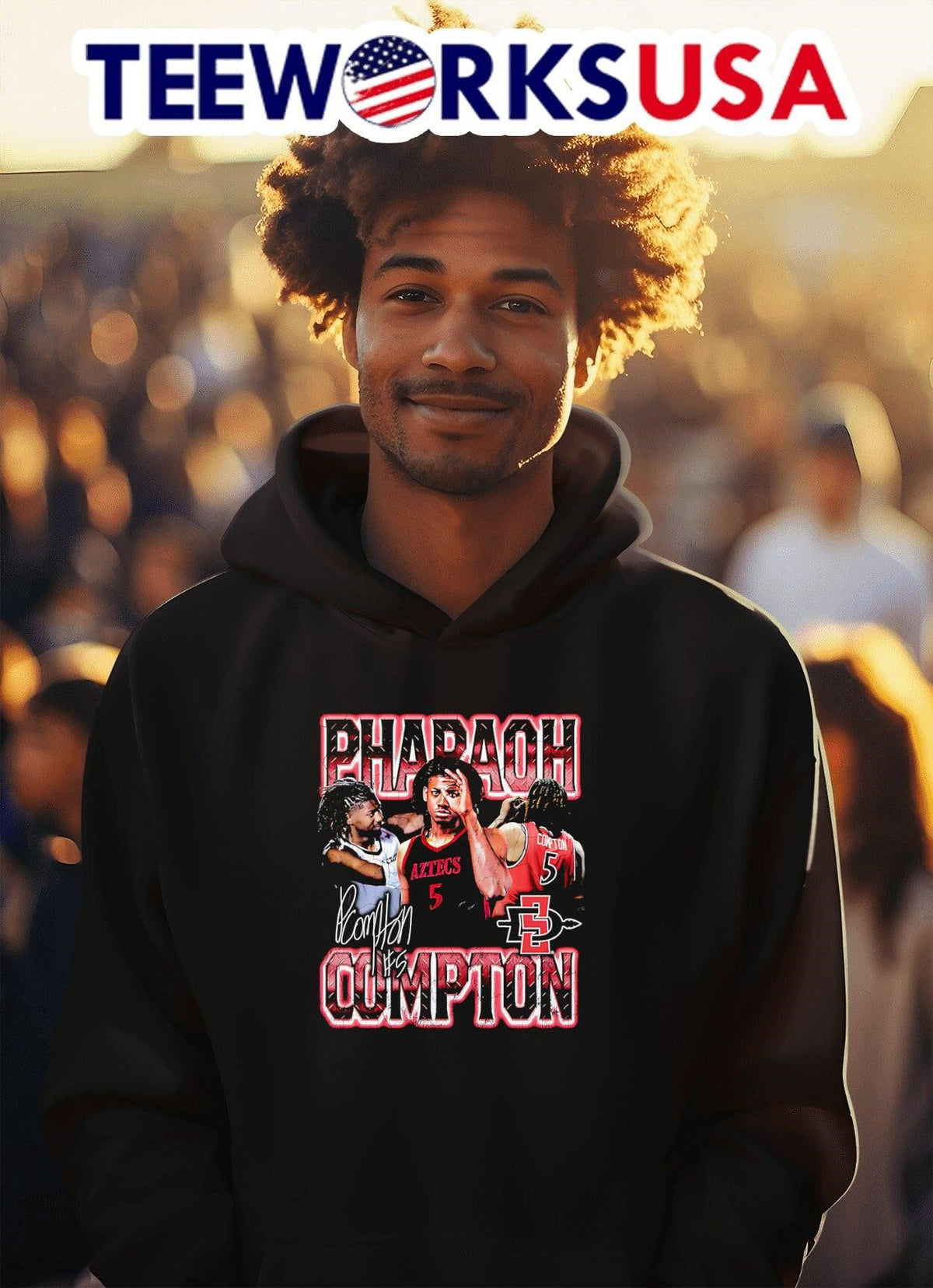 Pharaoh Compton SDSU basketball 90s graphic - Adult & Kids T-Shirts, Sweatshirts & Hoodies apparel design preview 2