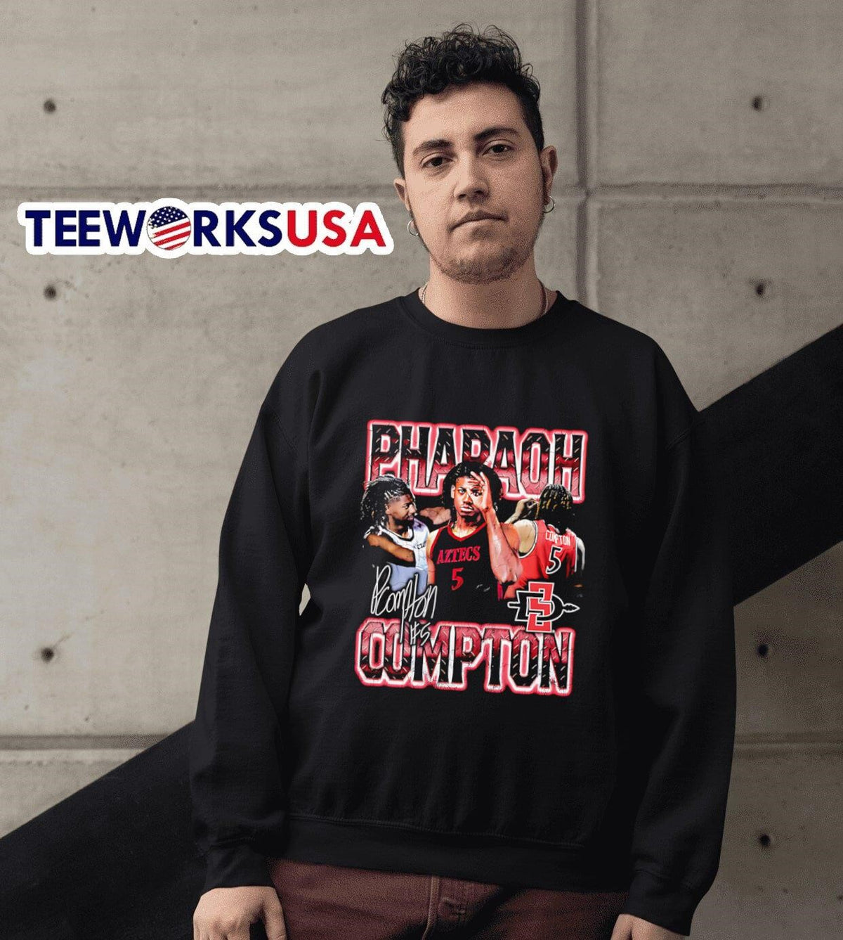 Pharaoh Compton SDSU basketball 90s graphic - Adult & Kids T-Shirts, Sweatshirts & Hoodies apparel design preview 6