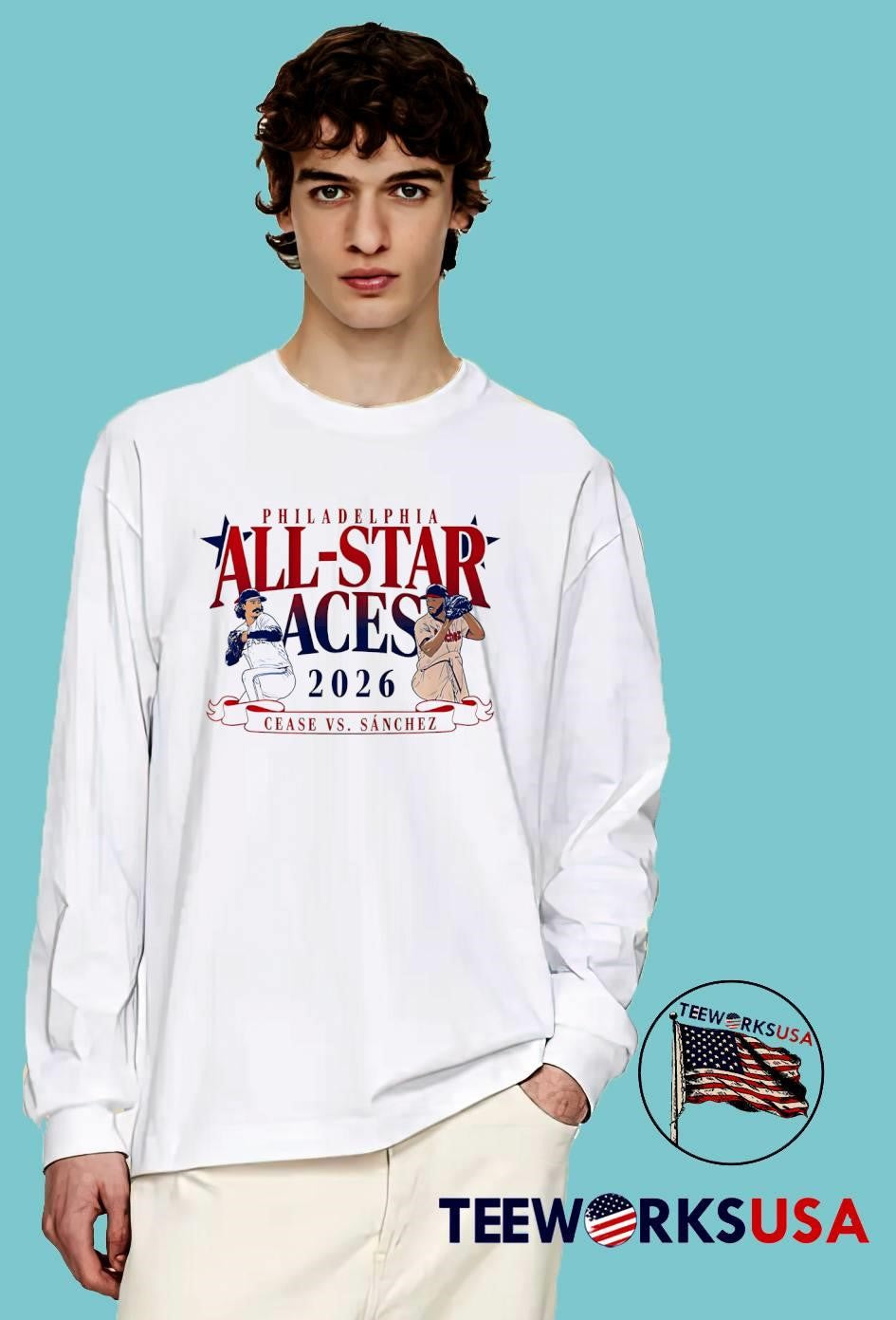 Philadelphia All-Star Aces 2026 Cease vs Sánchez - Adult & Kids T-Shirts, Sweatshirts & Hoodies apparel design preview 3