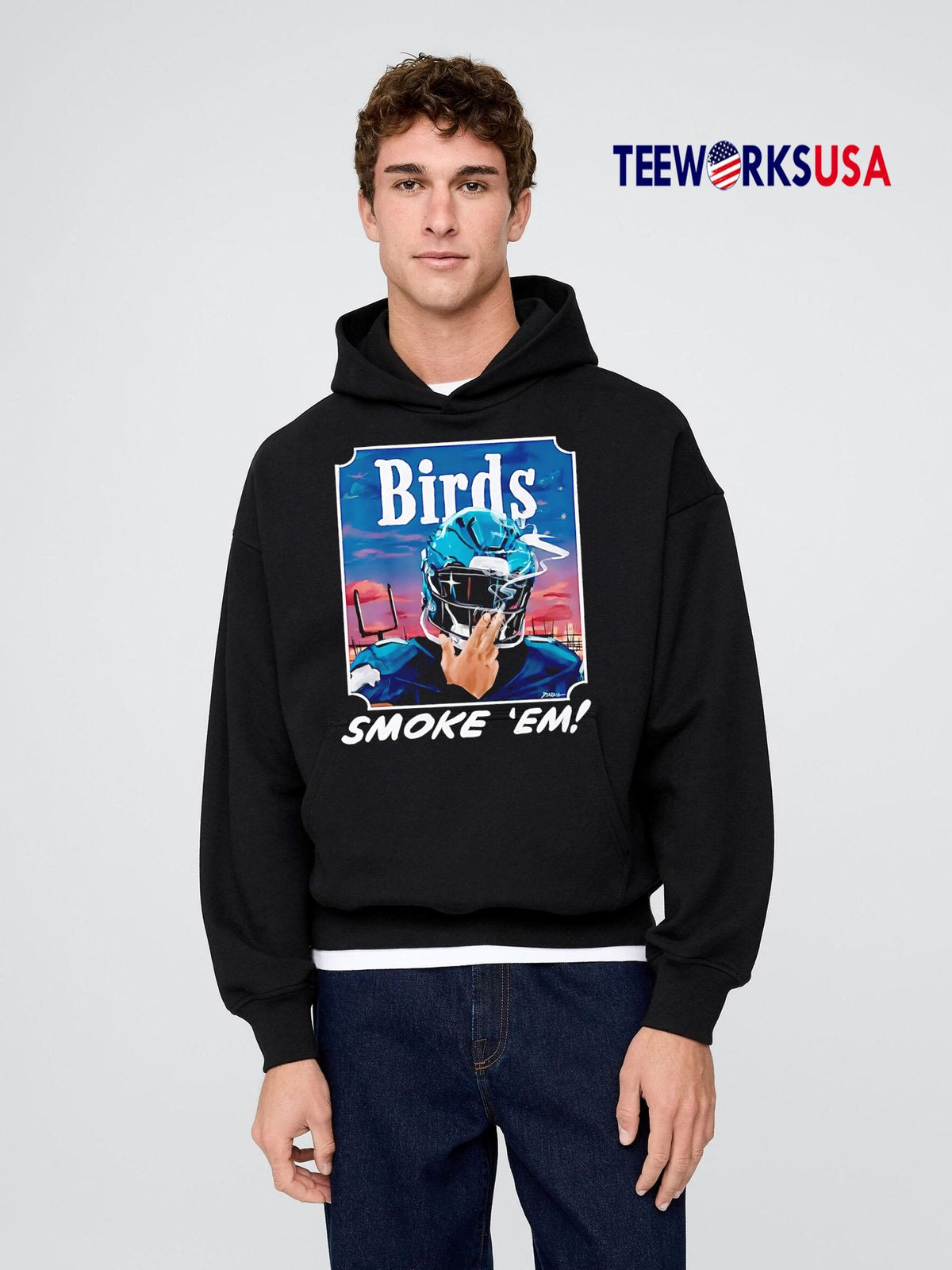 Philadelphia Eagles Birds Smoke 'Em card - Adult & Kids T-Shirts, Sweatshirts & Hoodies apparel design preview 2