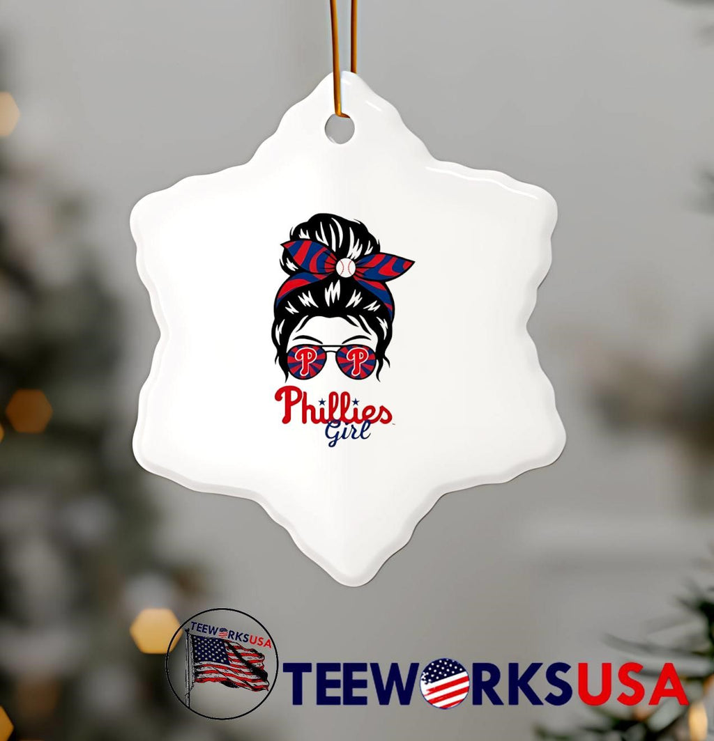 Philadelphia Phillies Girl Messy Bun Glasses - Adult & Kids T-Shirts, Sweatshirts & Hoodies apparel design preview 7