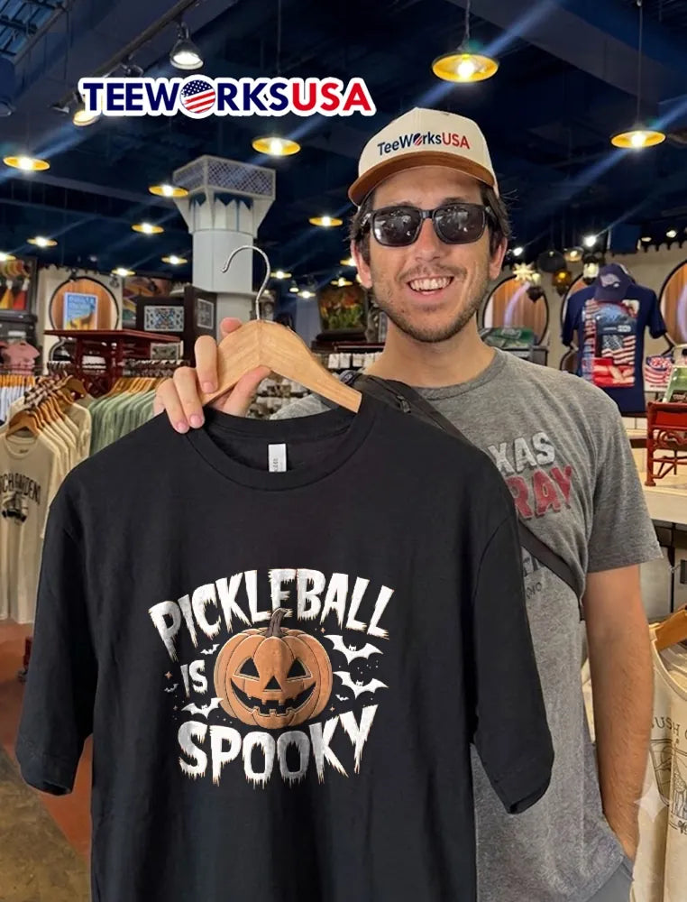 Pickleball Is Spooky Jack O Lantern Pumpkin Flying - Adult & Kids T-Shirts, Sweatshirts & Hoodies apparel design preview 2