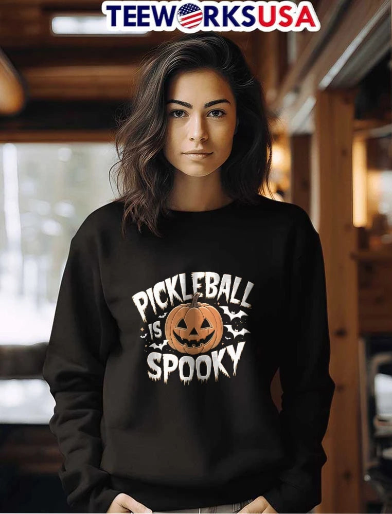 Pickleball Is Spooky Jack O Lantern Pumpkin Flying - Adult & Kids T-Shirts, Sweatshirts & Hoodies apparel design preview 7