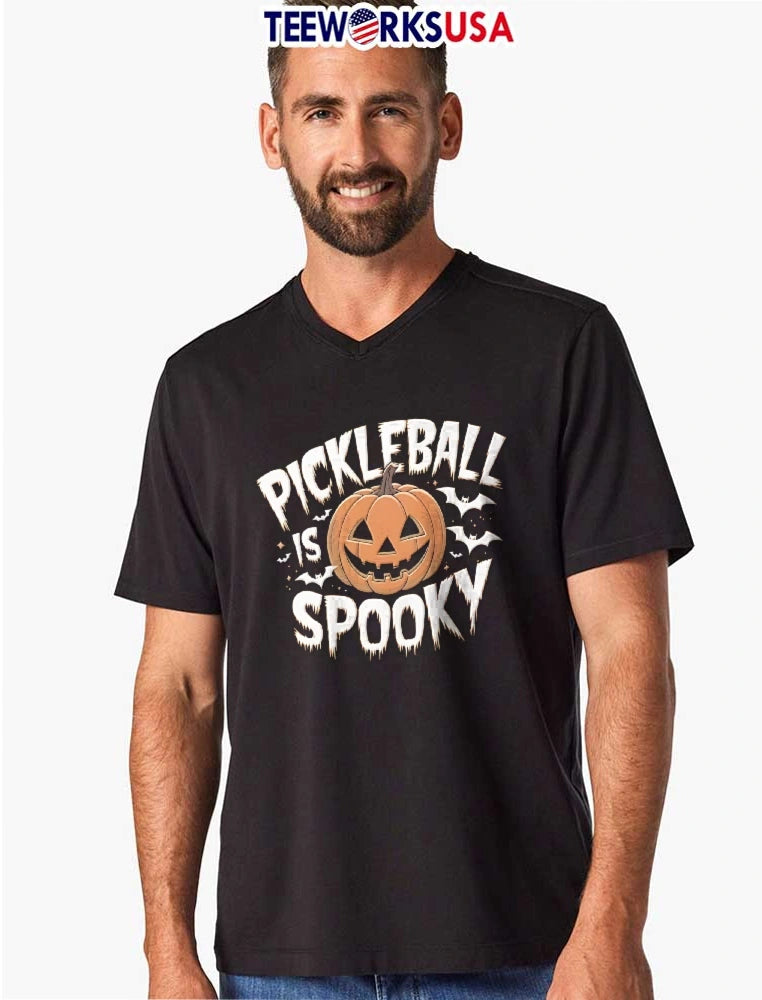 Pickleball Is Spooky Jack O Lantern Pumpkin Flying - Adult & Kids T-Shirts, Sweatshirts & Hoodies apparel design preview 8