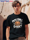 Pickleball Is Spooky Jack O Lantern Pumpkin Flying - Adult & Kids T-Shirts, Sweatshirts & Hoodies apparel design preview 1