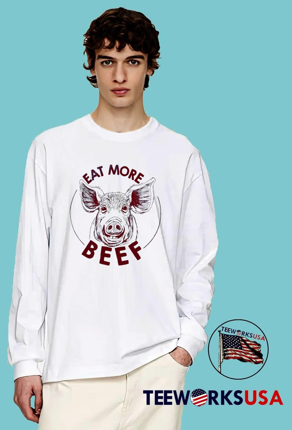 Pig Eat More Beef - Adult & Kids T-Shirts, Sweatshirts & Hoodies apparel design preview 4