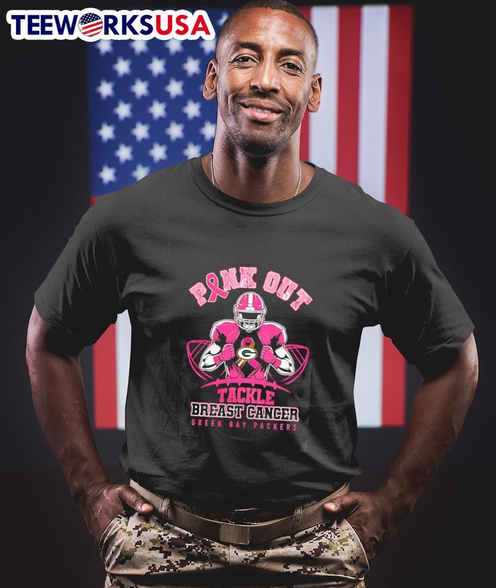 Pink out tackle Breast Cancer Green Bay Packers - Adult & Kids T-Shirts, Sweatshirts & Hoodies apparel design preview 1