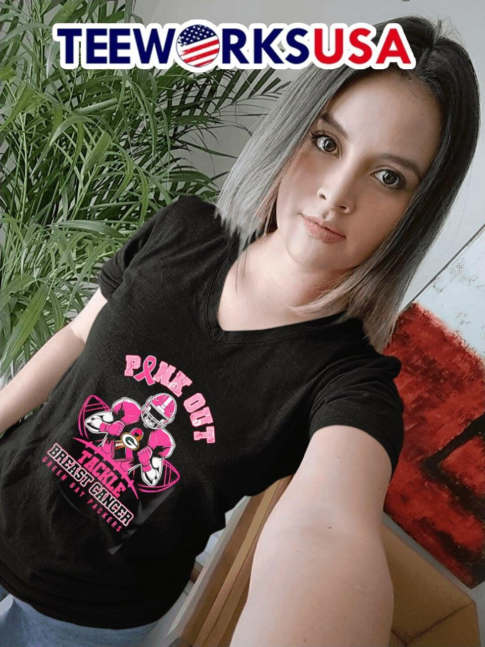 Pink out tackle Breast Cancer Green Bay Packers - Adult & Kids T-Shirts, Sweatshirts & Hoodies apparel design preview 7