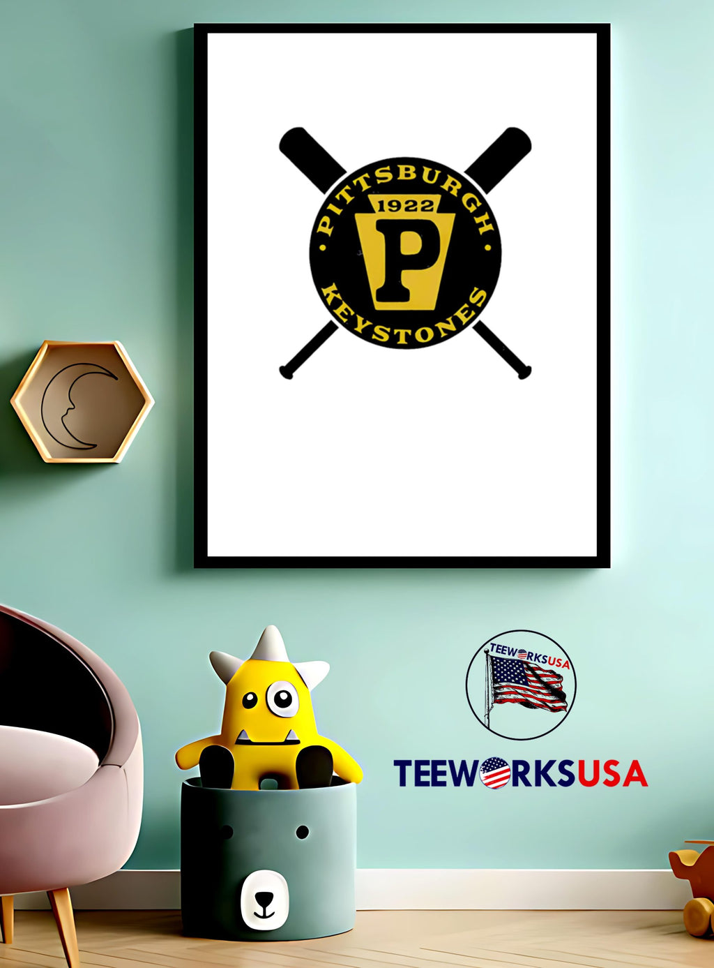 Pittsburgh keystones baseball 1922 - Adult & Kids T-Shirts, Sweatshirts & Hoodies apparel design preview 3