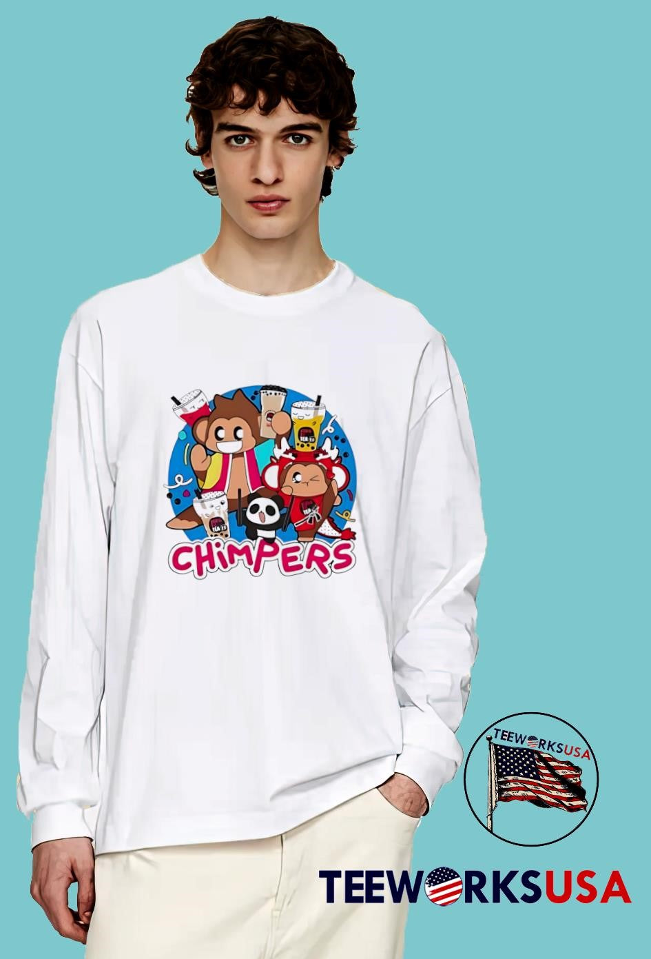 Playful chimpers panda and monkey design - Adult & Kids T-Shirts, Sweatshirts & Hoodies apparel design preview 4