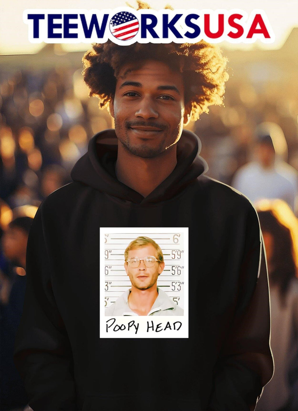 Poopy Head mugshot photo - Adult & Kids T-Shirts, Sweatshirts & Hoodies apparel design preview 2