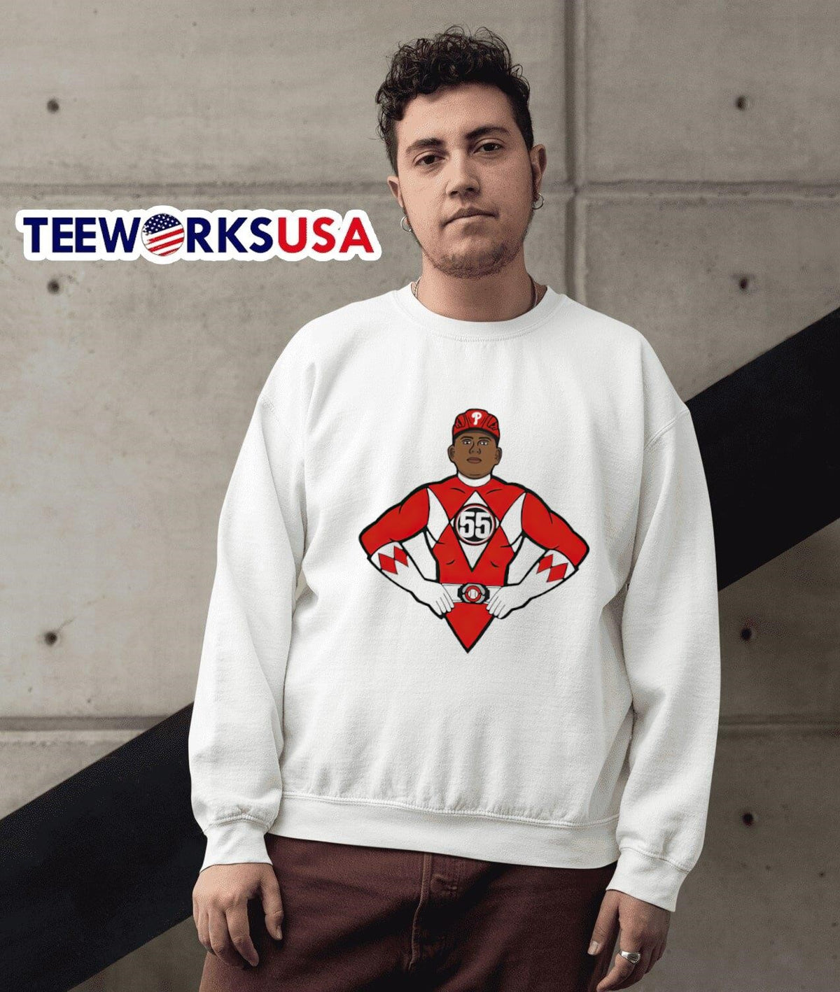 Power Ranger Suarez 55 Philadelphia Phillies superman - Adult & Kids T-Shirts, Sweatshirts & Hoodies apparel design preview 3