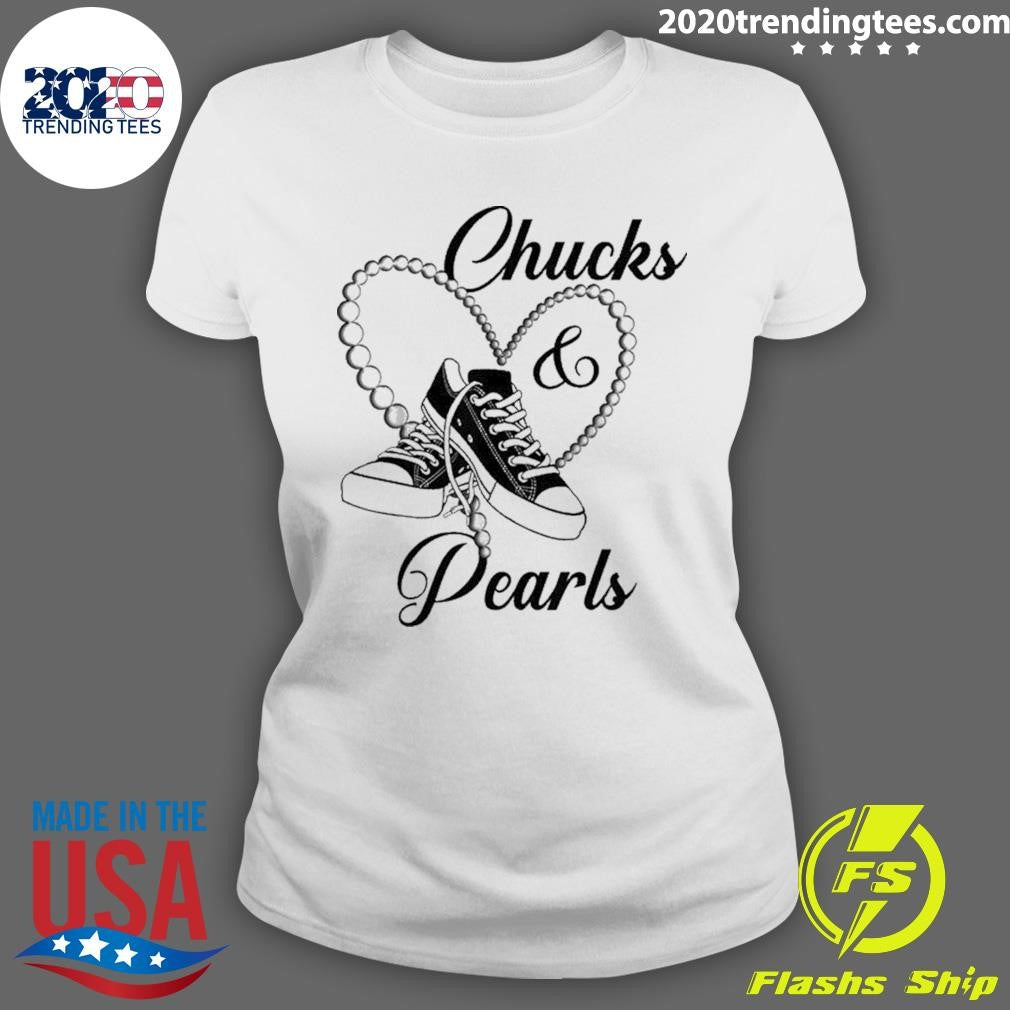 Premium Chucks And Pearls I'm With Her Kamala 2024 - Adult & Kids T-Shirts, Sweatshirts & Hoodies apparel design preview 3