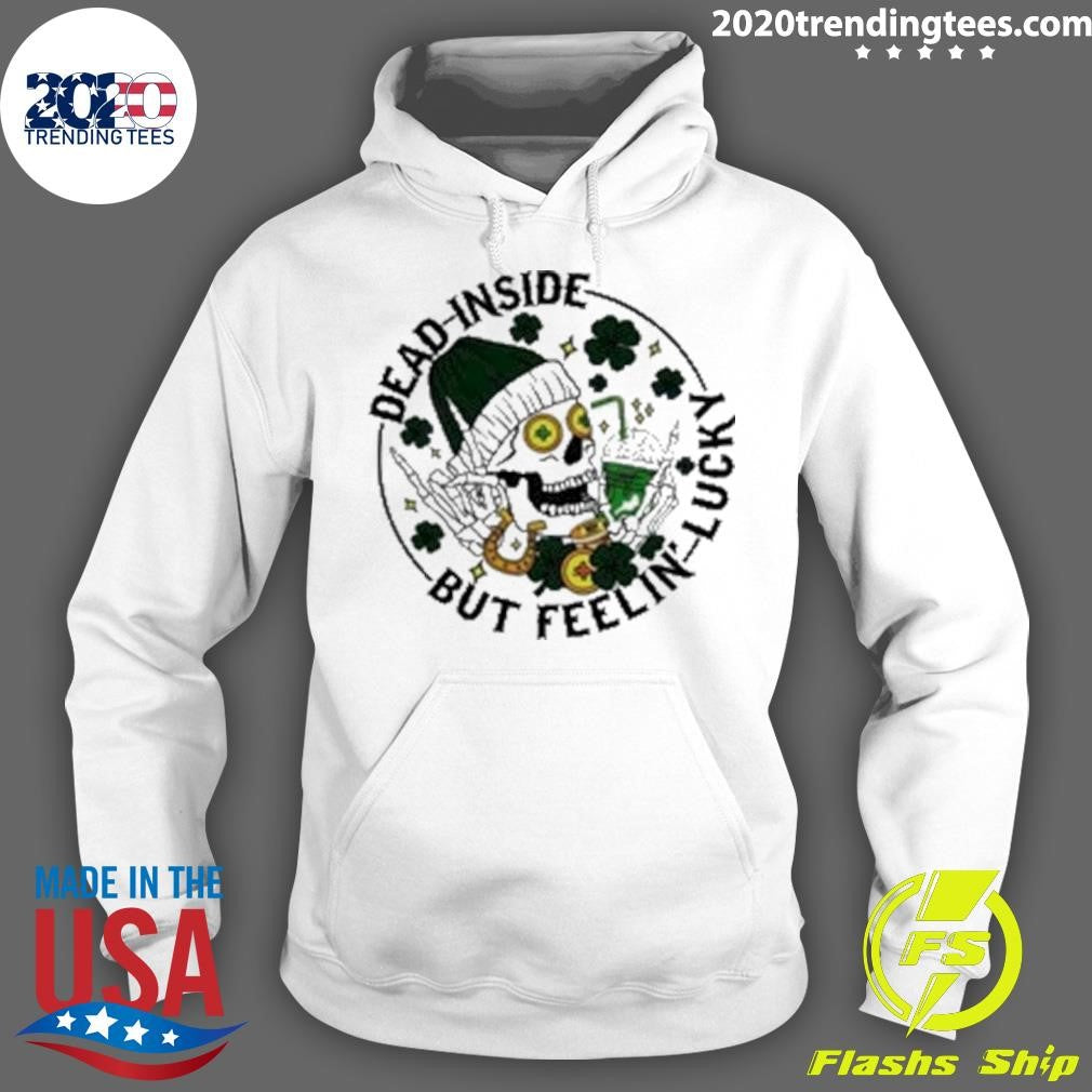 Premium Dead Inside But Feeling Lucky Skull Shamrock - Adult & Kids T-Shirts, Sweatshirts & Hoodies apparel design preview 2