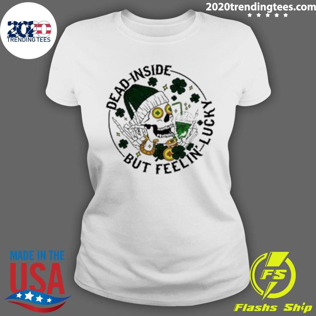 Premium Dead Inside But Feeling Lucky Skull Shamrock - Adult & Kids T-Shirts, Sweatshirts & Hoodies apparel design preview 3