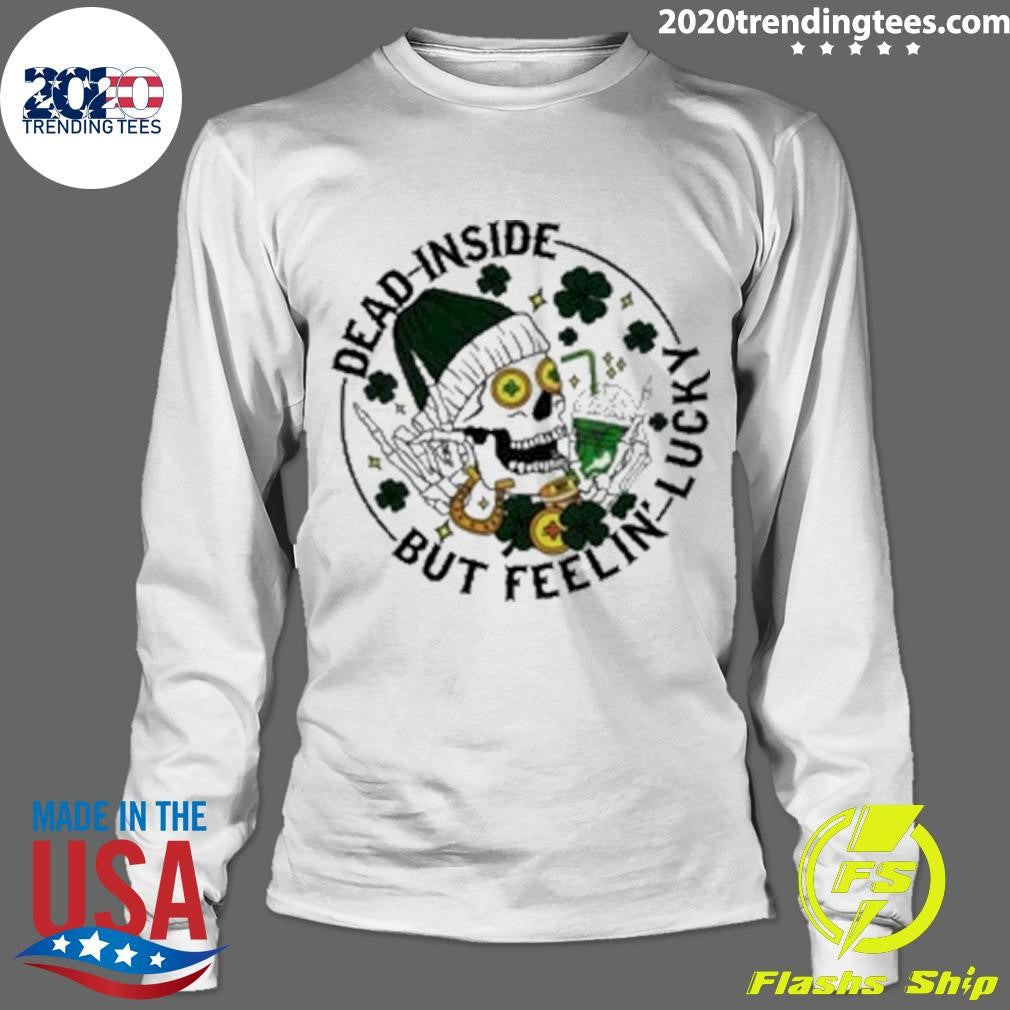 Premium Dead Inside But Feeling Lucky Skull Shamrock - Adult & Kids T-Shirts, Sweatshirts & Hoodies apparel design preview 4