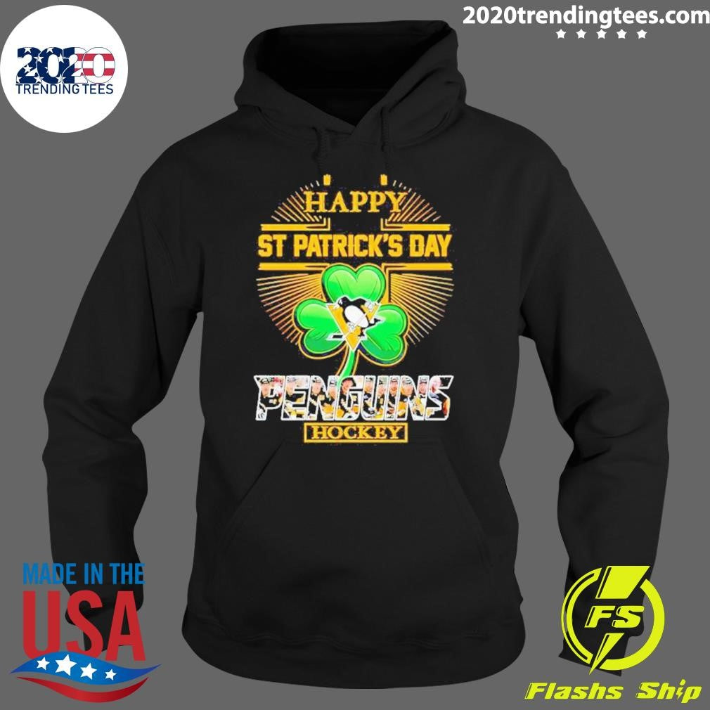 Premium Happy St Patrick's Day Penguins Hockey - Adult & Kids T-Shirts, Sweatshirts & Hoodies apparel design preview 2