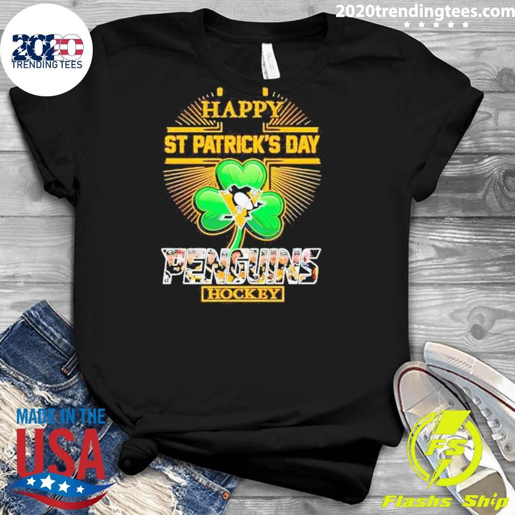 Premium Happy St Patrick's Day Penguins Hockey - Adult & Kids T-Shirts, Sweatshirts & Hoodies apparel design preview 3