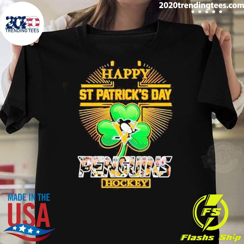 Premium Happy St Patrick's Day Penguins Hockey - Adult & Kids T-Shirts, Sweatshirts & Hoodies apparel design preview 1