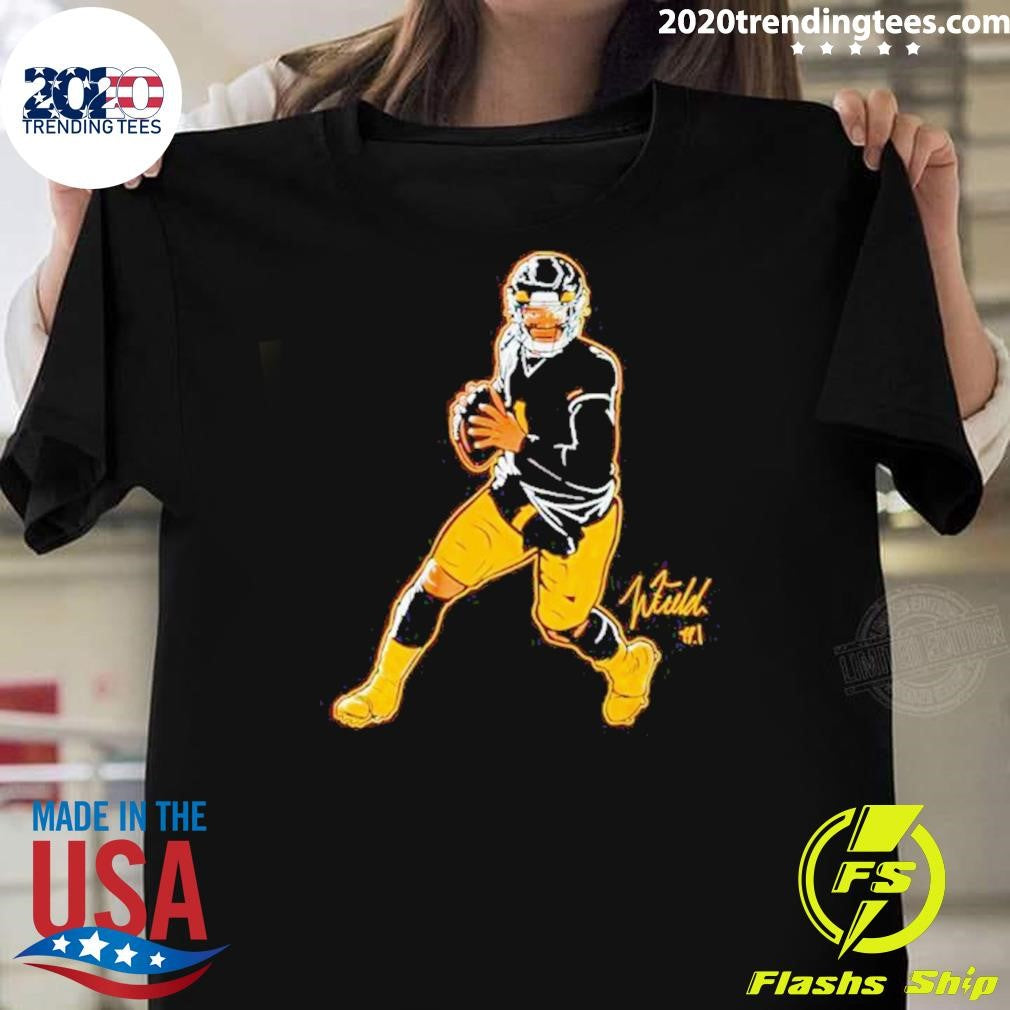 Premium Justin Fields Pittsburgh Superstar Pose - Adult & Kids T-Shirts, Sweatshirts & Hoodies apparel design preview 1