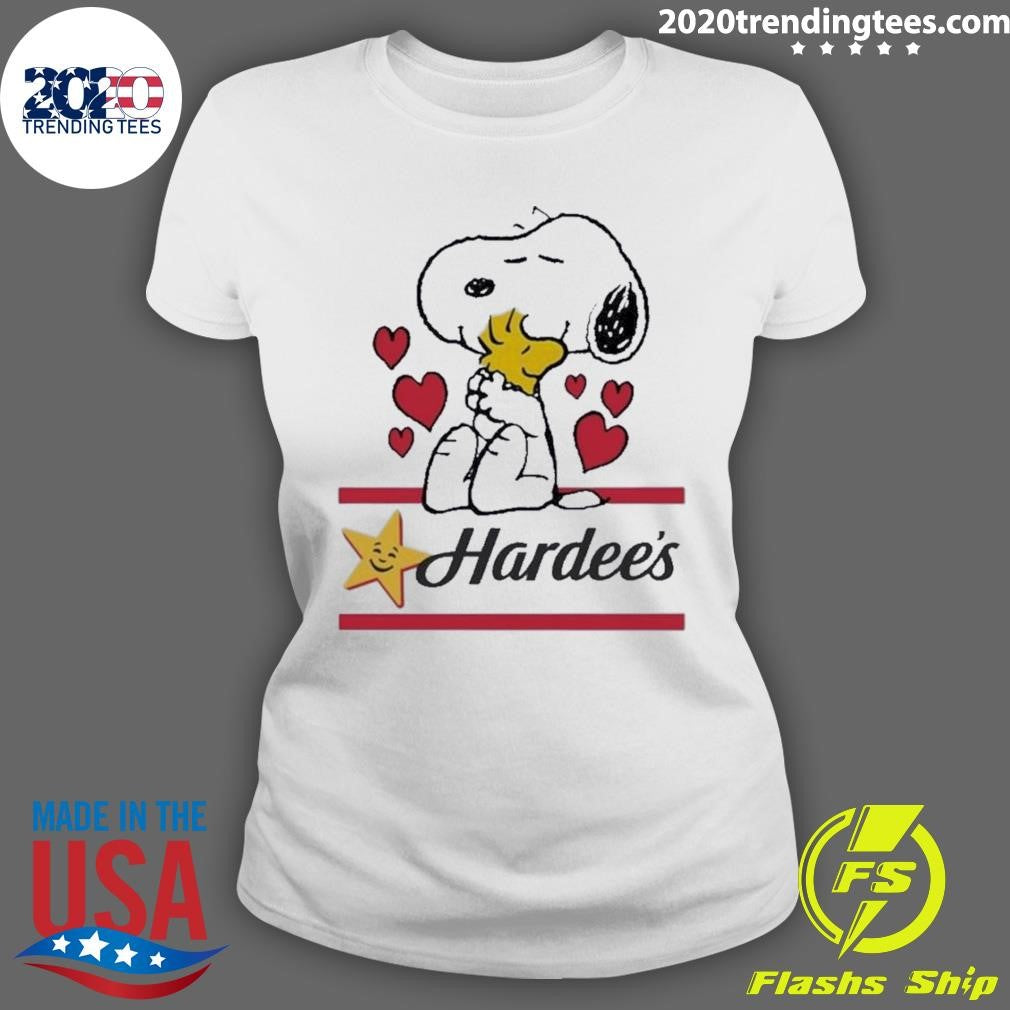Premium Snoopy And Woodstock Loves Hardee's Logo - Adult & Kids T-Shirts, Sweatshirts & Hoodies apparel design preview 3