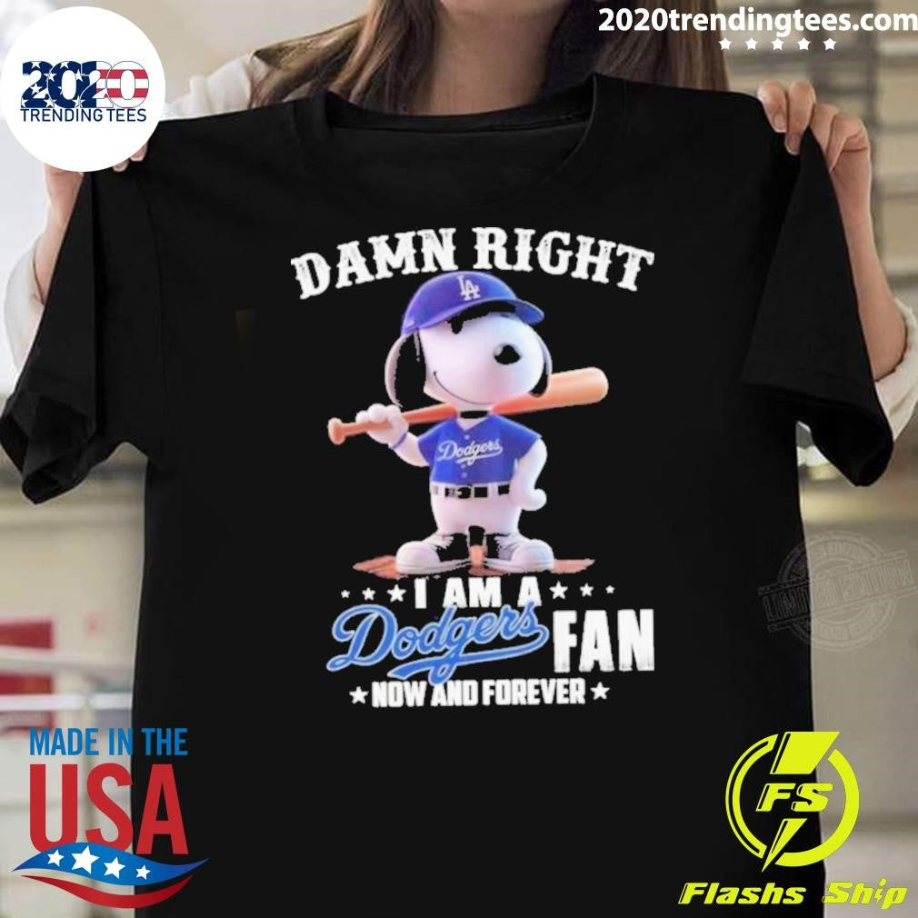 Premium Snoopy Los Angeles Dodgers I Am A Fan Now And - Adult & Kids T-Shirts, Sweatshirts & Hoodies apparel design preview 1