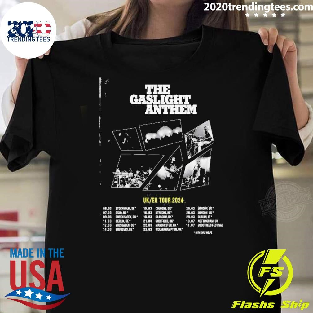 Premium The Gaslight Anthem Uk Eu Tour 2024 - Adult & Kids T-Shirts, Sweatshirts & Hoodies apparel design preview 1