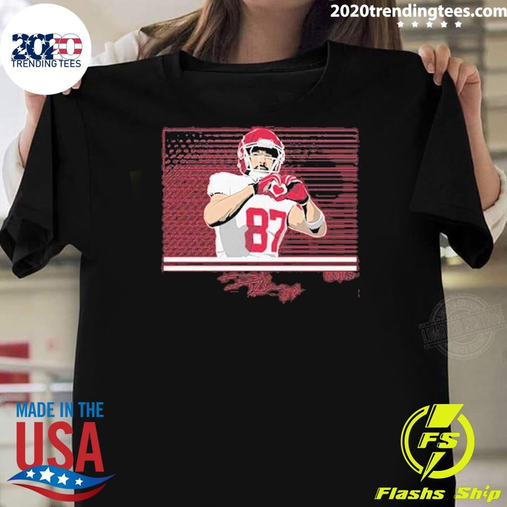 Premium Travis Kelce Throw Up The Heart Hands Super - Adult & Kids T-Shirts, Sweatshirts & Hoodies apparel design preview 1