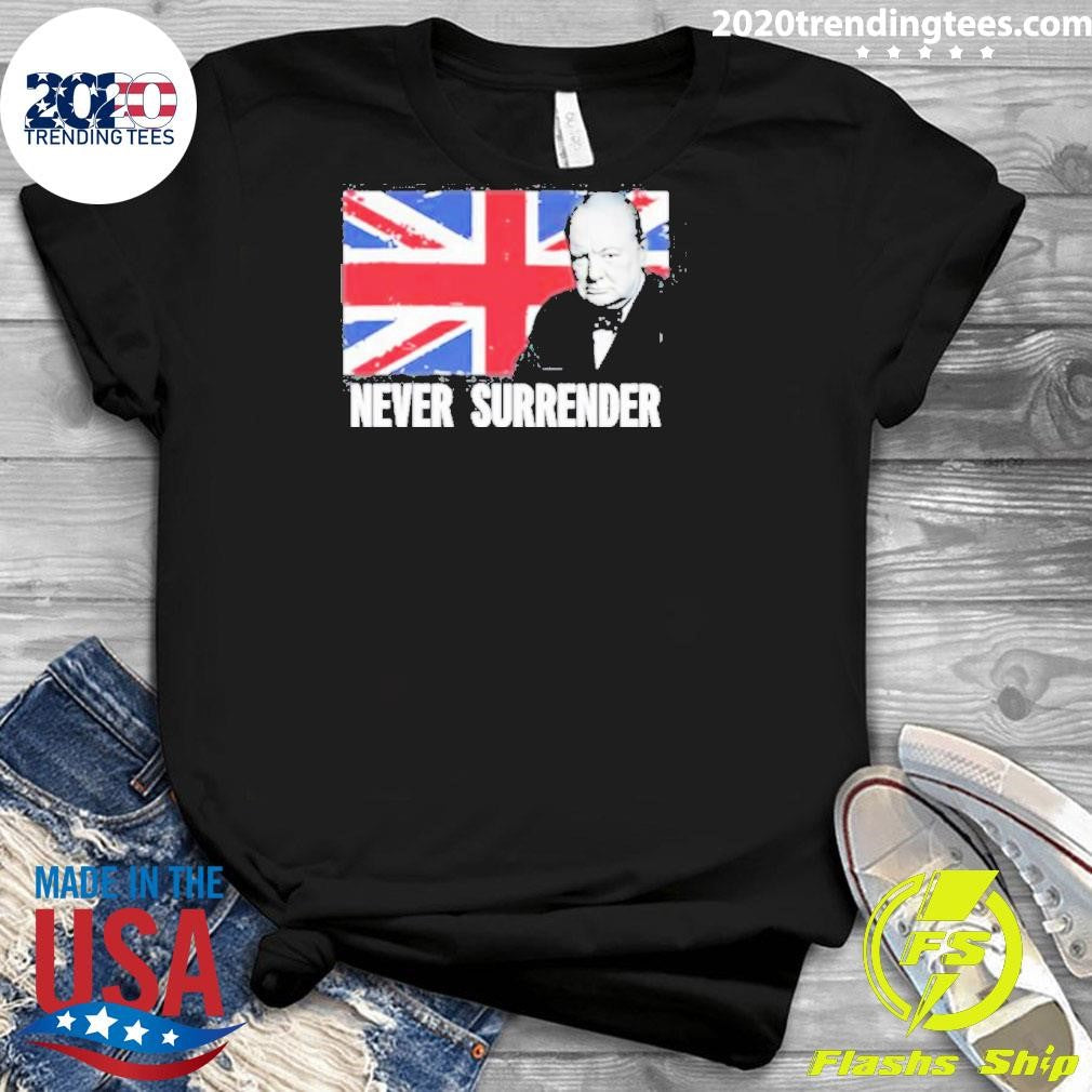 Premium Winston Churchill Never Surrender - Adult & Kids T-Shirts, Sweatshirts & Hoodies apparel design preview 3