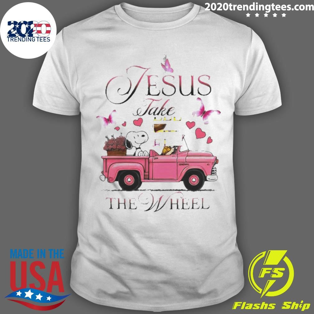 Premium snoopy And Peanuts Jesus Take The Wheel - Adult & Kids T-Shirts, Sweatshirts & Hoodies apparel design preview 1
