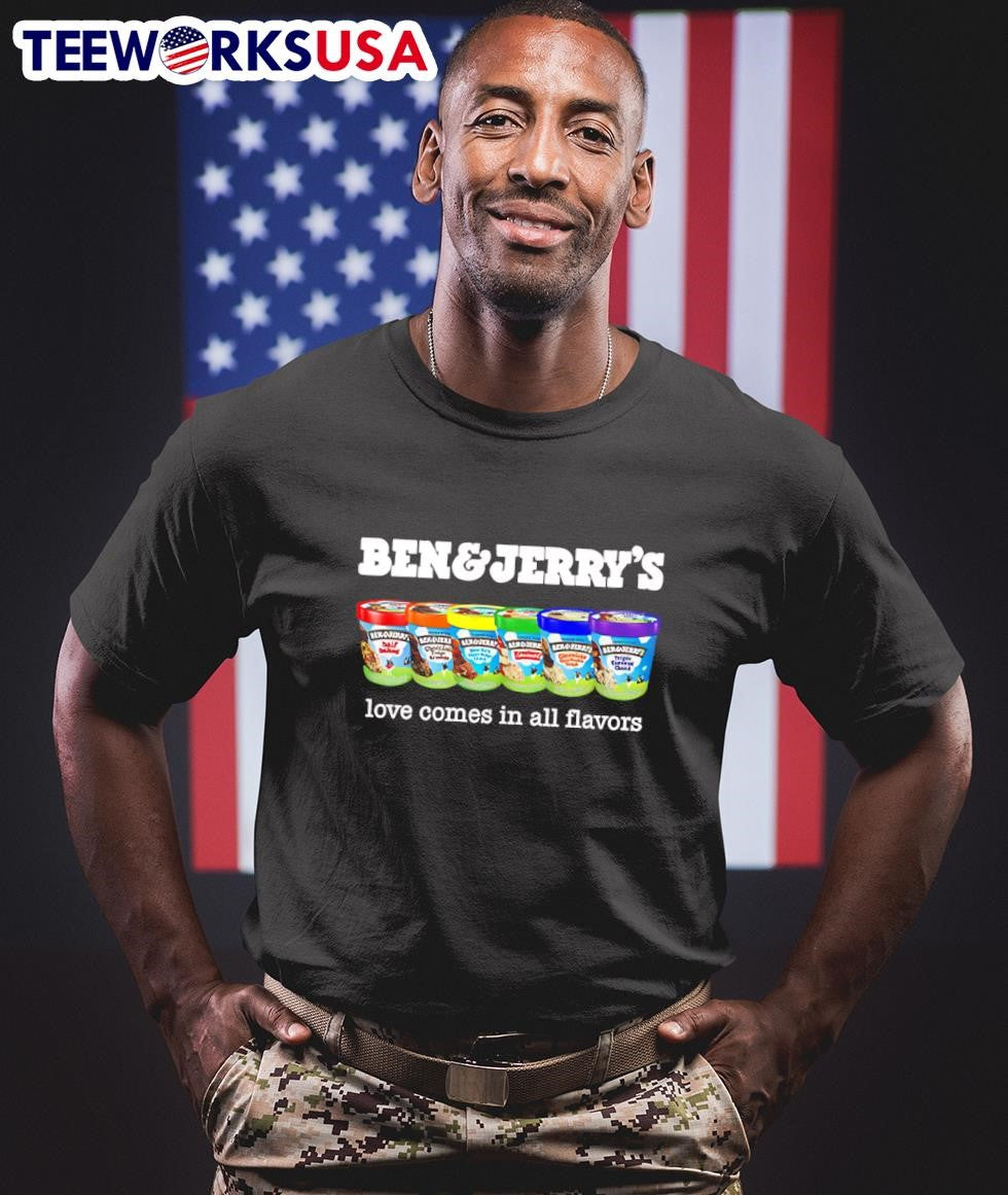 Pride Ben And Jerry's Love Comes In All Flavors - Adult & Kids T-Shirts, Sweatshirts & Hoodies apparel design preview 1