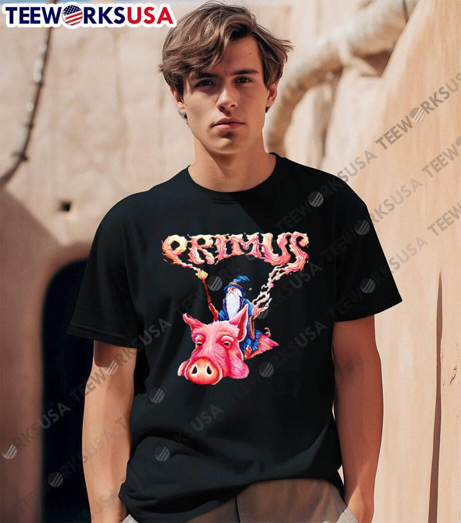 Primus band wizard riding pig fantasy - Adult & Kids T-Shirts, Sweatshirts & Hoodies apparel design preview 1