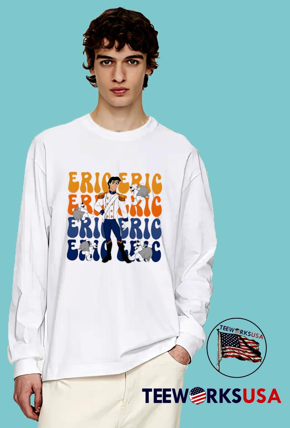 Prince Eric repeat cartoon cute - Adult & Kids T-Shirts, Sweatshirts & Hoodies apparel design preview 4