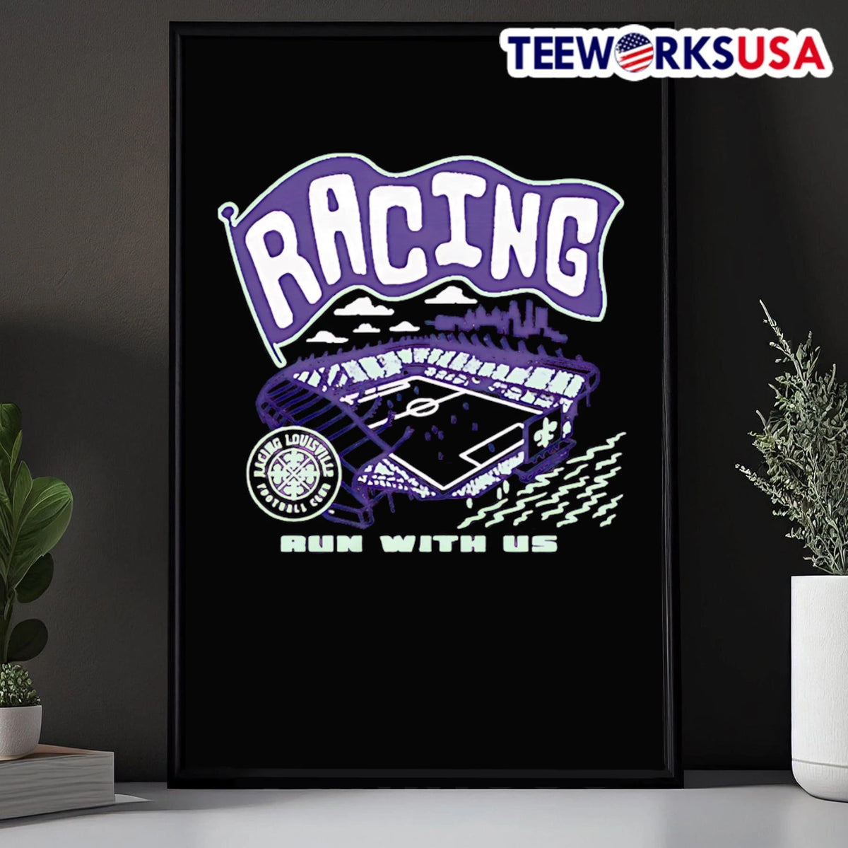 Racing Louisville Football Club Run With Us Stadium - Adult & Kids T-Shirts, Sweatshirts & Hoodies apparel design preview 5