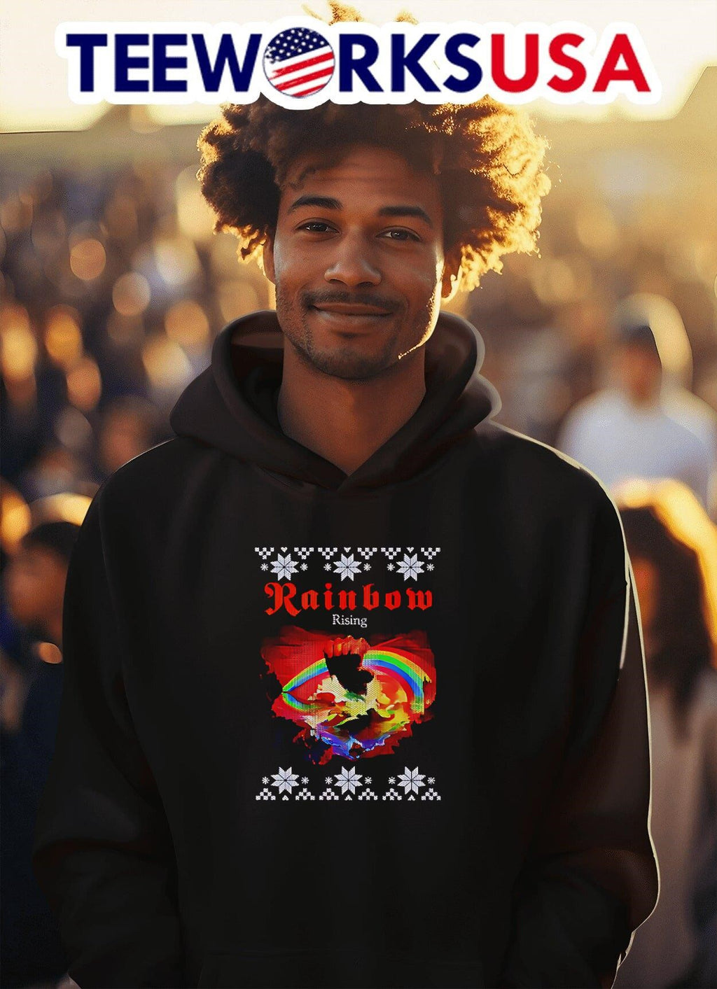 Rainbow rising ugly Christmas - Adult & Kids T-Shirts, Sweatshirts & Hoodies apparel design preview 2