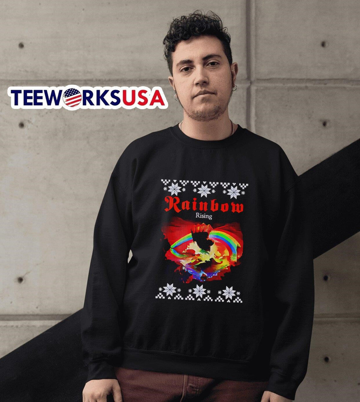 Rainbow rising ugly Christmas - Adult & Kids T-Shirts, Sweatshirts & Hoodies apparel design preview 6