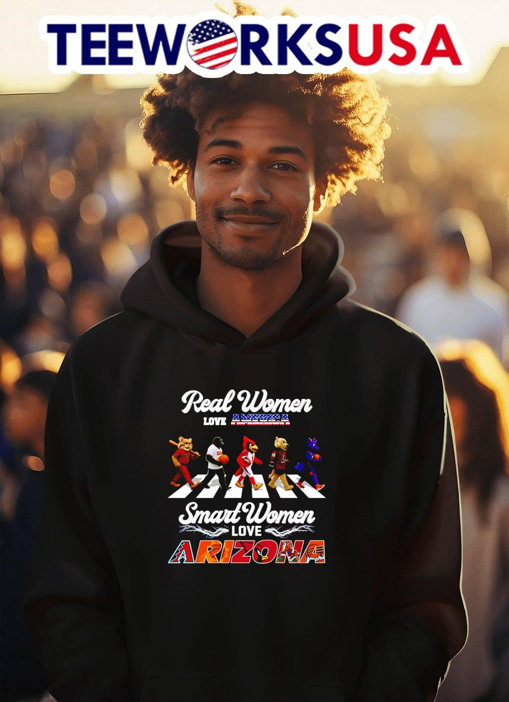 Real women love America smart Arizona sports mascot - Adult & Kids T-Shirts, Sweatshirts & Hoodies apparel design preview 2