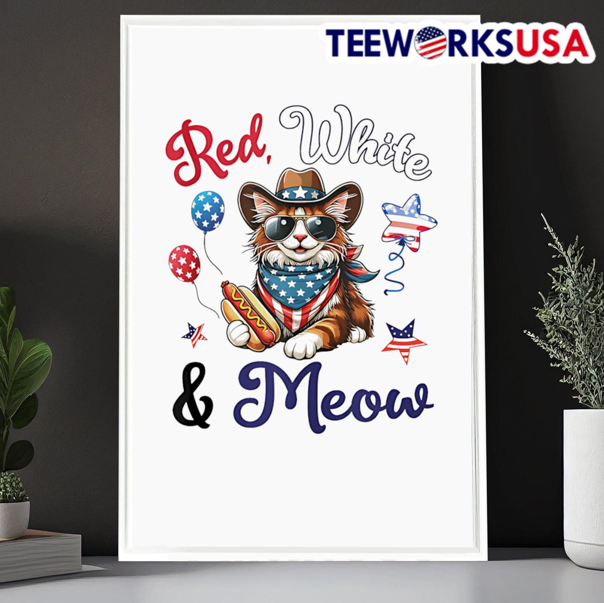 Red white and meow - Adult & Kids T-Shirts, Sweatshirts & Hoodies apparel design preview 6