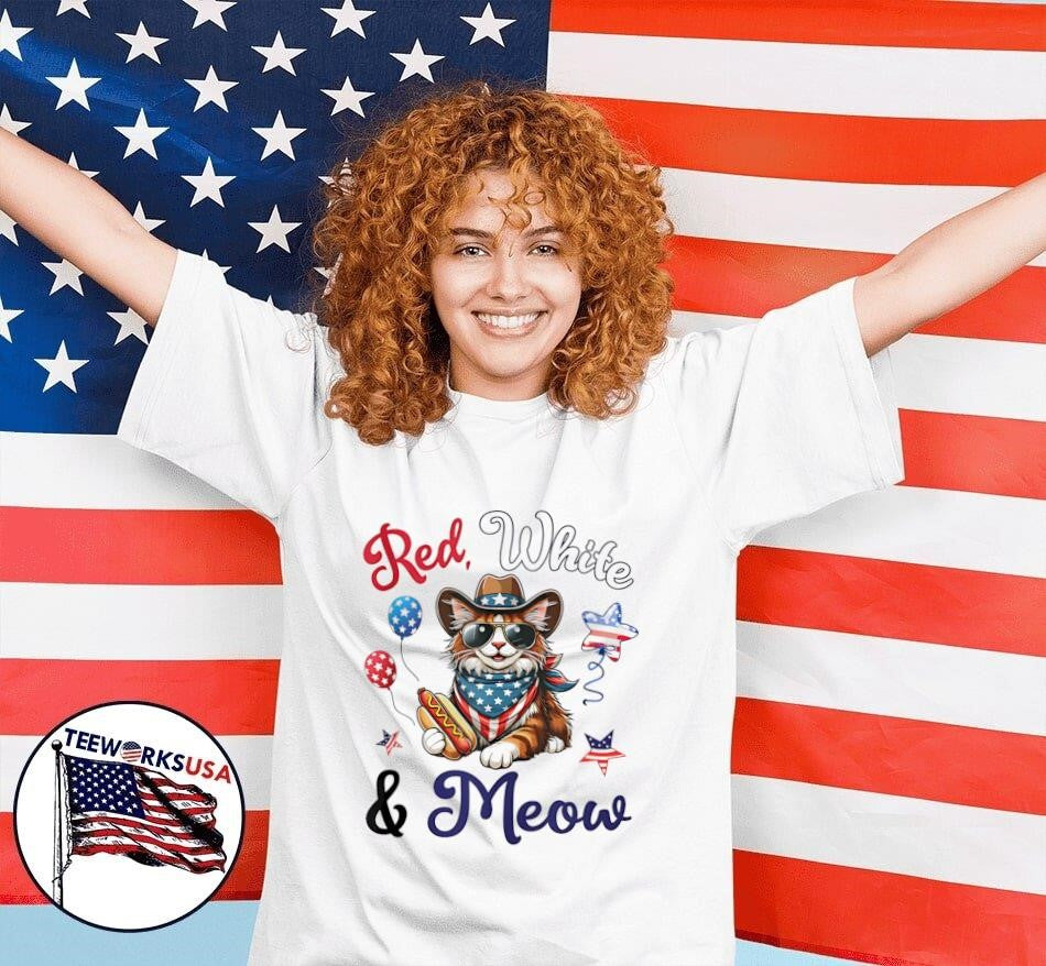 Red white and meow - Adult & Kids T-Shirts, Sweatshirts & Hoodies apparel design preview 7