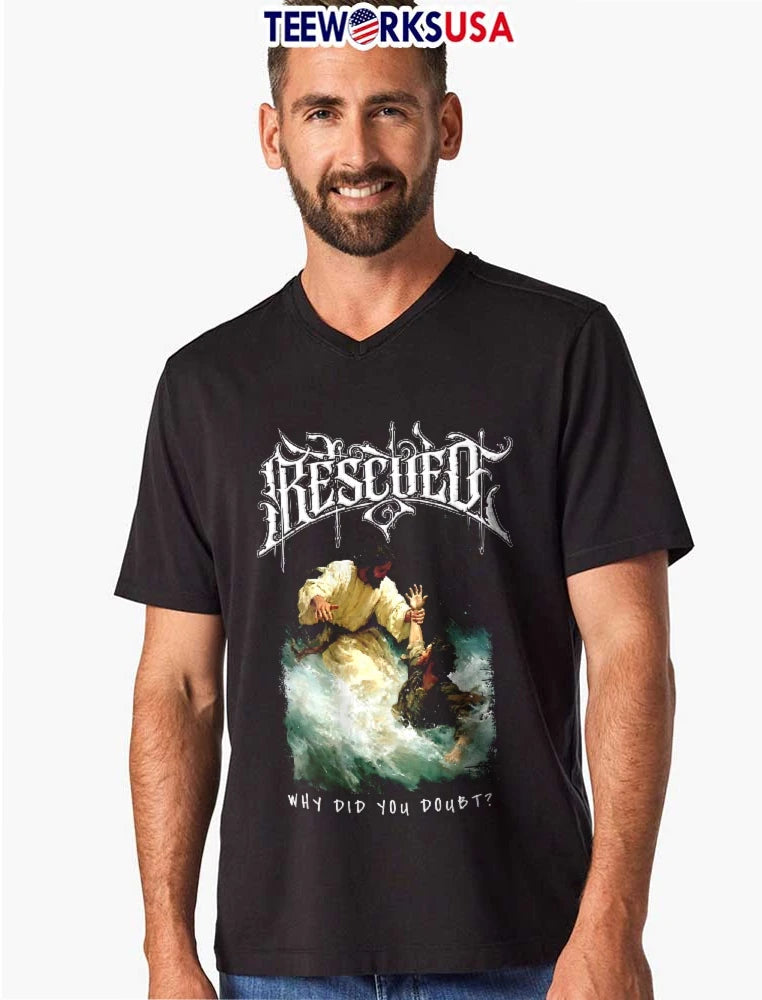 Rescued Jesus saving man from water why did you doubt - Adult & Kids T-Shirts, Sweatshirts & Hoodies apparel design preview 8