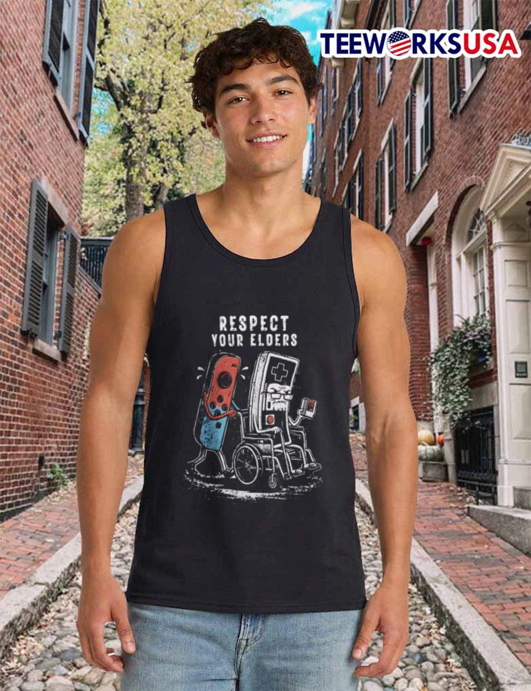 Respect Your Elders Funny Video Game Controller - Adult & Kids T-Shirts, Sweatshirts & Hoodies apparel design preview 6