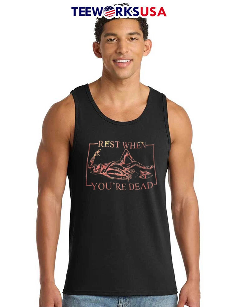 Rest When Youre Dead Skeleton Lying Down Holding - Adult & Kids T-Shirts, Sweatshirts & Hoodies apparel design preview 6
