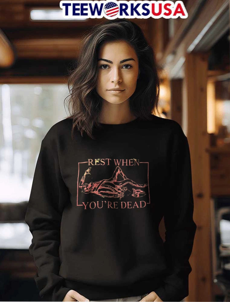 Rest When Youre Dead Skeleton Lying Down Holding - Adult & Kids T-Shirts, Sweatshirts & Hoodies apparel design preview 7