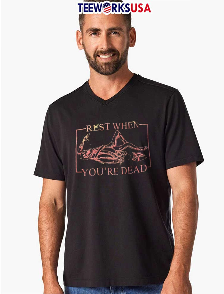 Rest When Youre Dead Skeleton Lying Down Holding - Adult & Kids T-Shirts, Sweatshirts & Hoodies apparel design preview 8