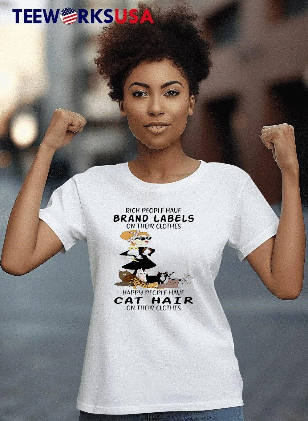 Rich People Have Brand Labels Happy Cat Hair - Adult & Kids T-Shirts, Sweatshirts & Hoodies apparel design preview 6