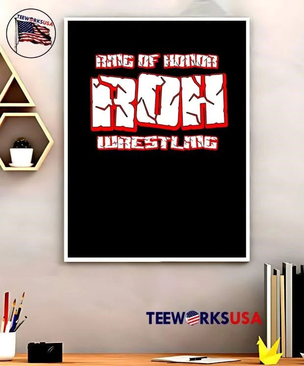 Ring of Honor Wrestling Cracked Text Logo - Adult & Kids T-Shirts, Sweatshirts & Hoodies apparel design preview 5
